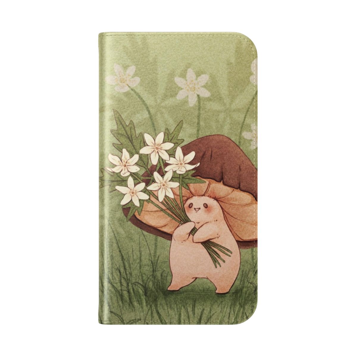 Whimsical phone case featuring a vibrant floral design with cottage core elements - Folded Back