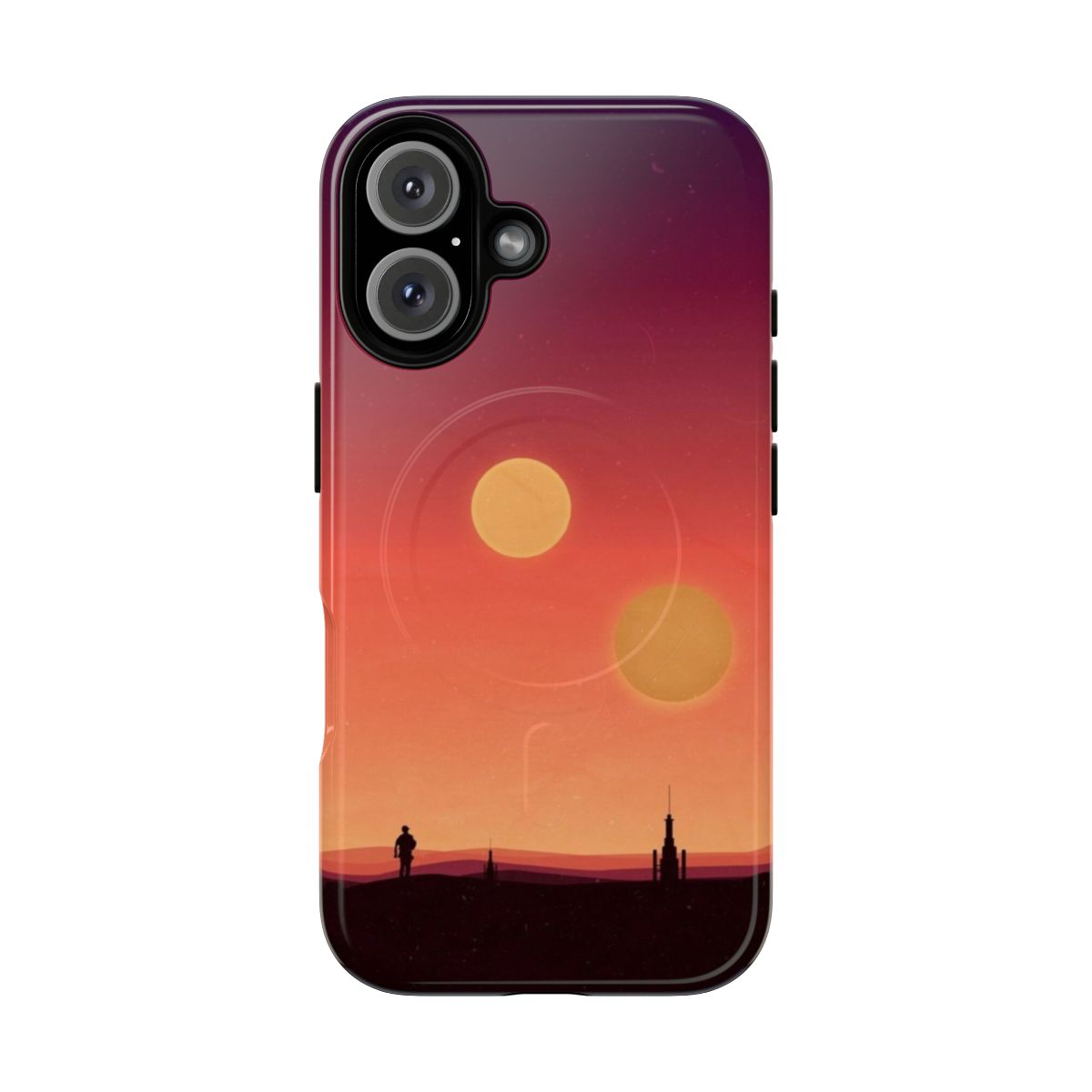 Tatooine-inspired sci-fi gradient phone case with dual suns