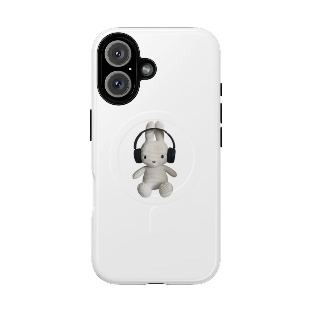 Adorable bunny with headphones on a magnetic tough phone case