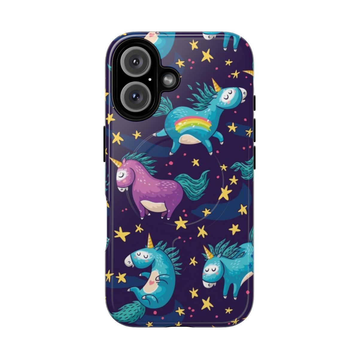 Colorful phone case with a magical unicorn design