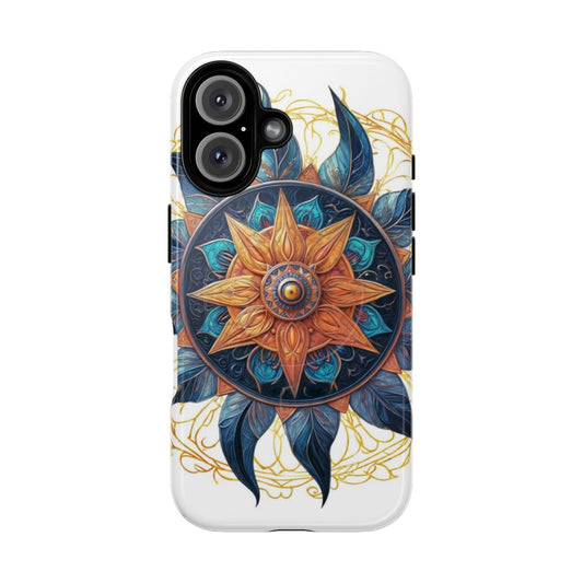 Colorful mandala design phone case with a protective, tough shell.