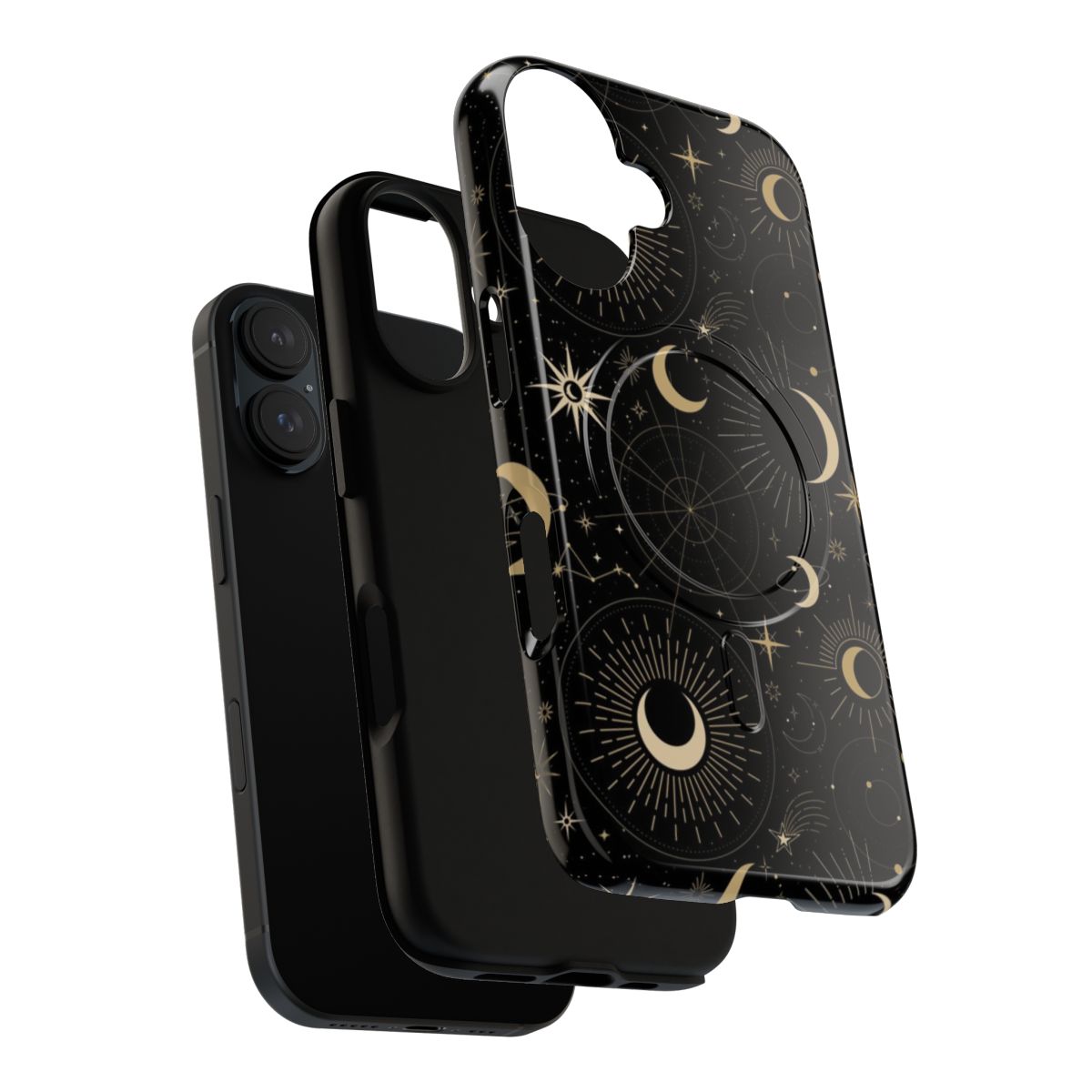 Stylish celestial-themed phone case with moon, stars and sun design - Layers