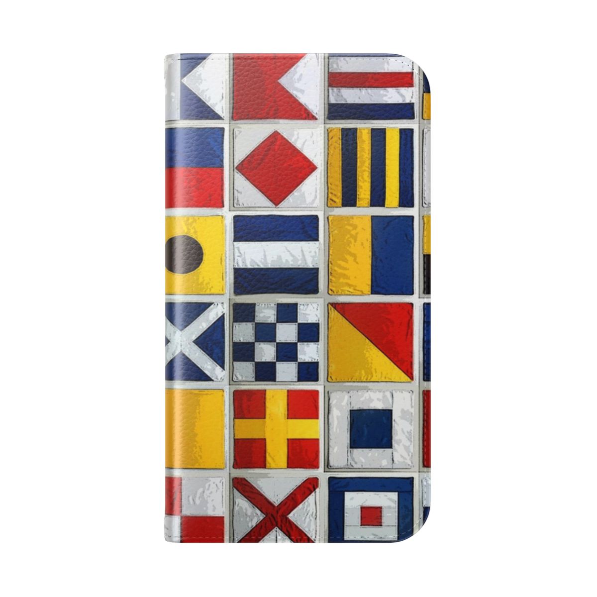 Nautical flags themed flip phone case cover with sailing, boat, and ocean imagery - Folded Back