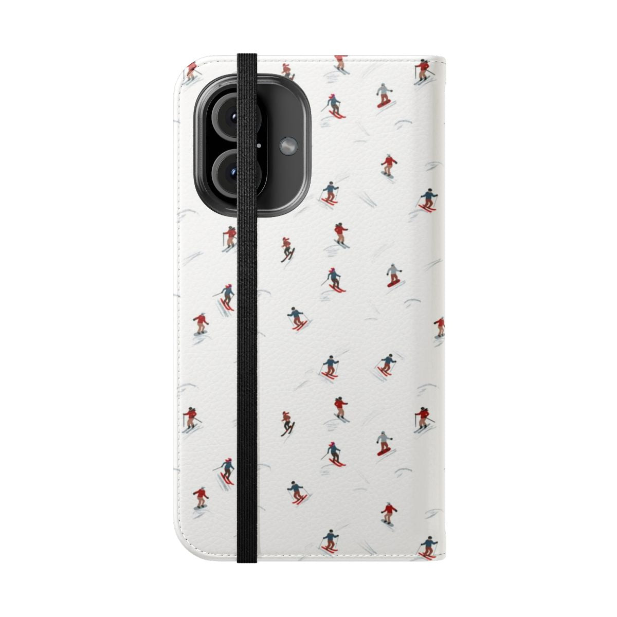 Colorful phone case cover with a winter ski pattern design - Folded Front