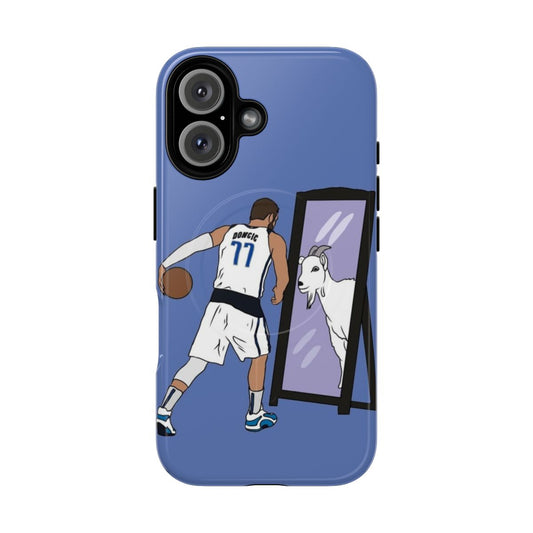 Magnetic tough phone case featuring a mirror design inspired by Luka Doncic, the basketball superstar.