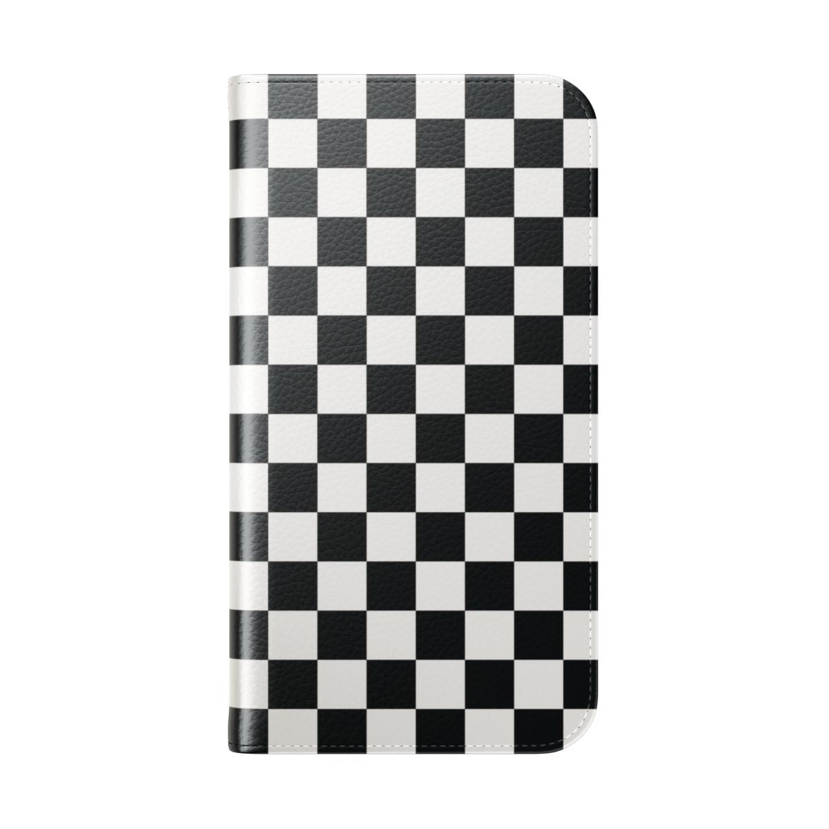 Sleek black and white checkerboard pattern phone case - Folded Back