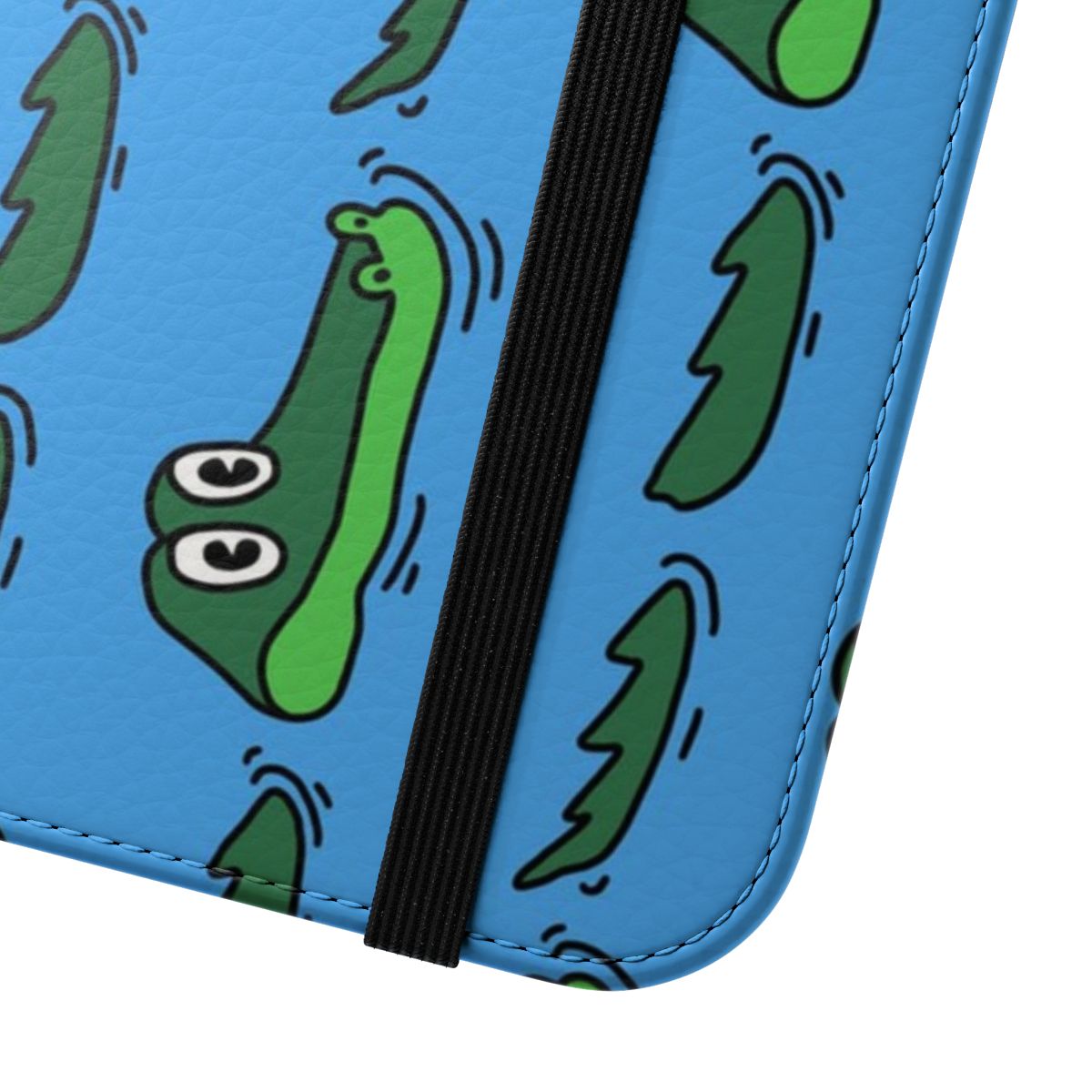 Gator-themed flip phone case with King Gizzard-inspired design - Close Up