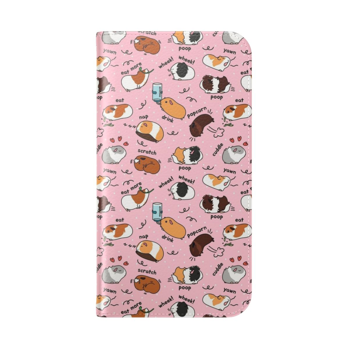 Adorable pink background phone case with a guinea pig daily to-do list design - Folded Back