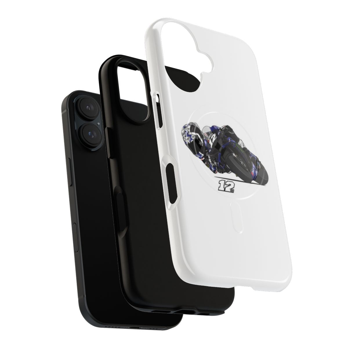 Maverick Viales inspired magnetic tough phone case with racing number 12 design - Layers