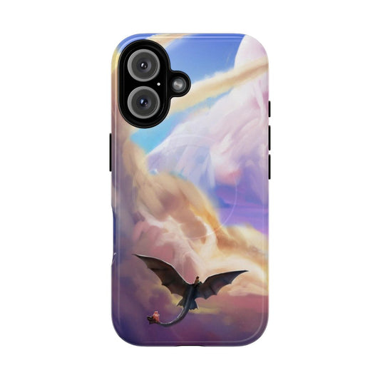 Magnetic phone case with a dragon and night fury design