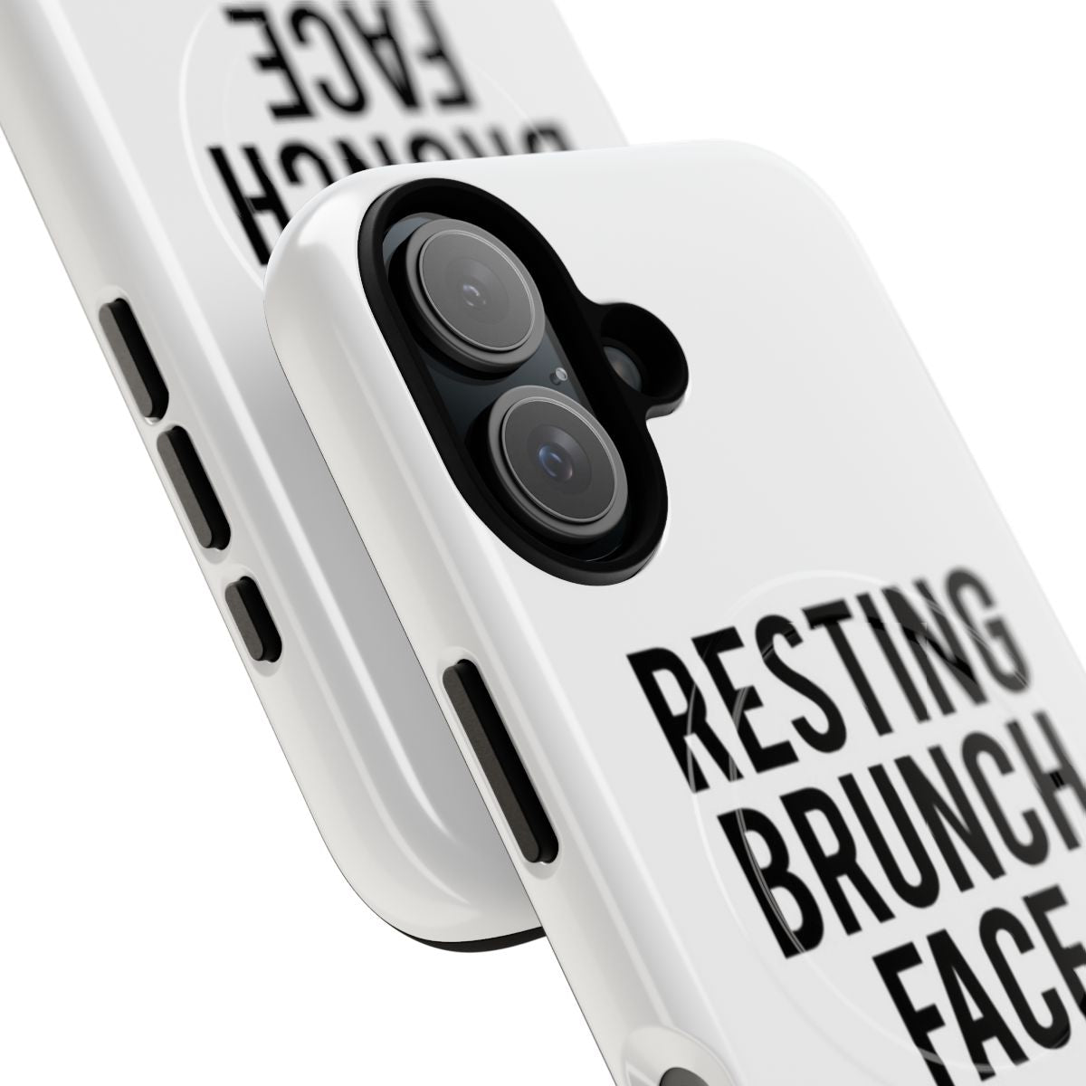 Funny 'Resting Brunch Face' graphic design on a magnetic protective phone case - Detail