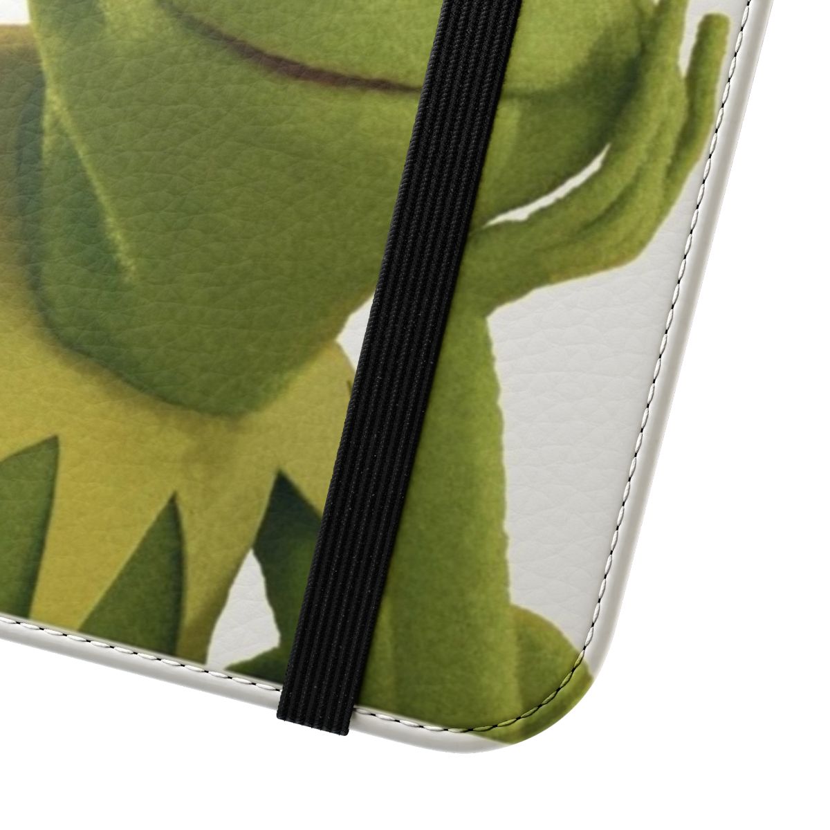 Whimsical Kermit the Frog-inspired phone flip case - Close Up