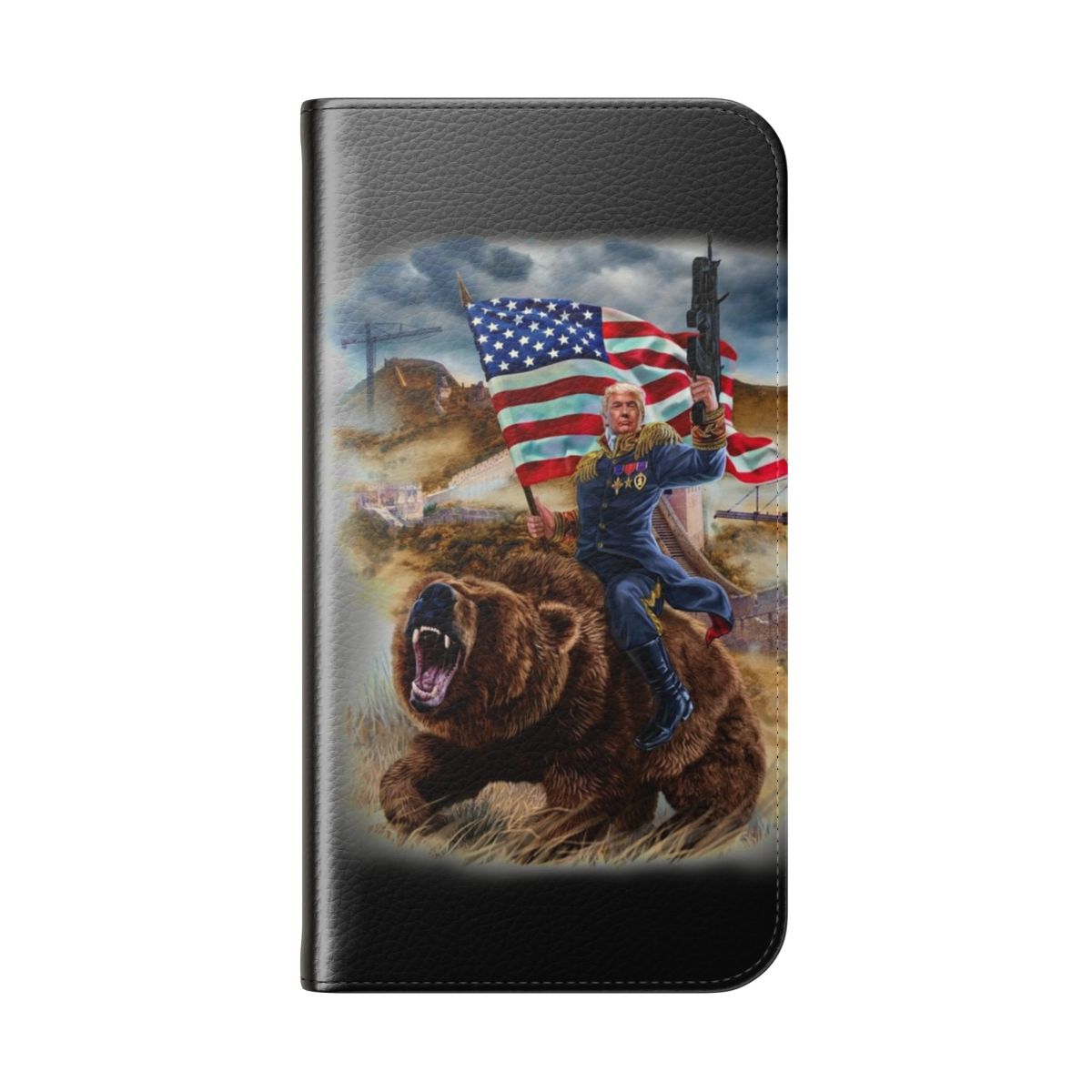 Patriotic phone case featuring a Donald Trump-inspired design - Folded Back