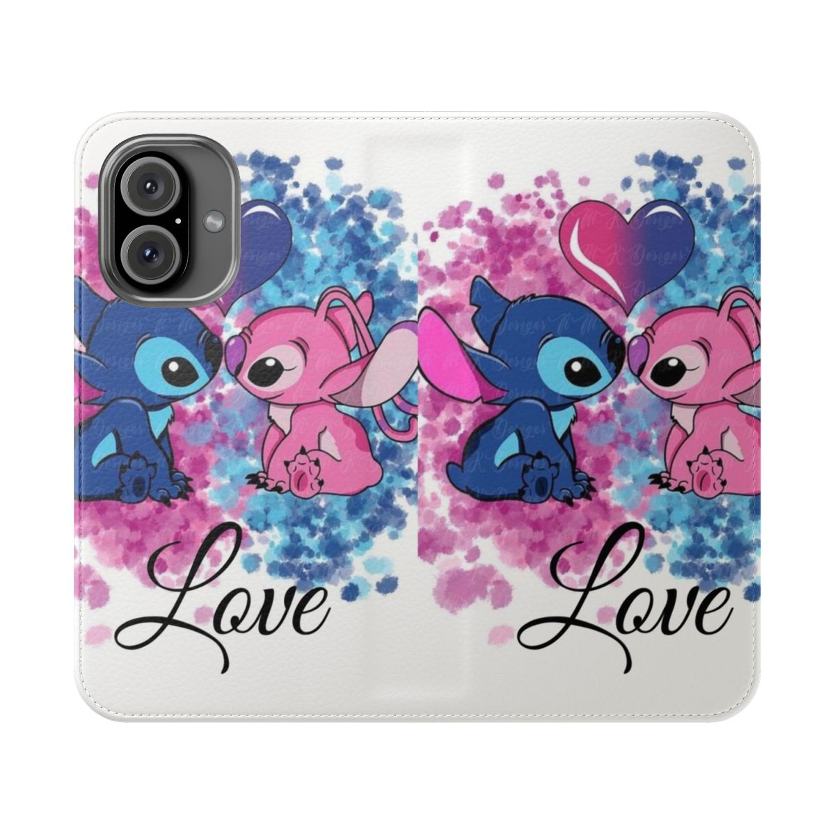 Lilo & Stitch-inspired flip phone case with a cute, colorful design