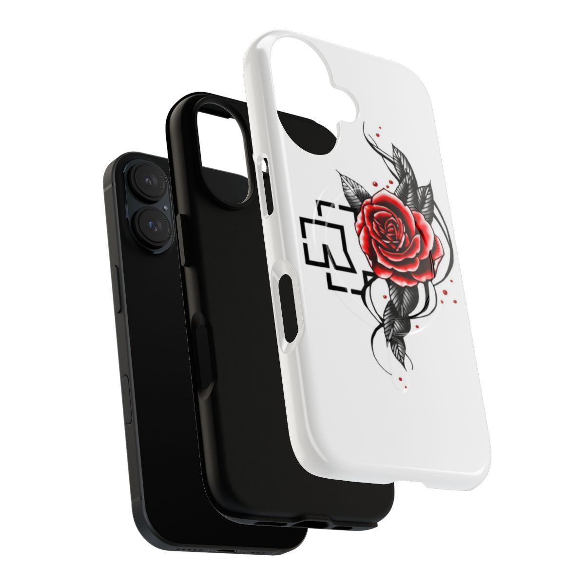 Magnetic tough phone case featuring a floral design with roses and leaves - Layers