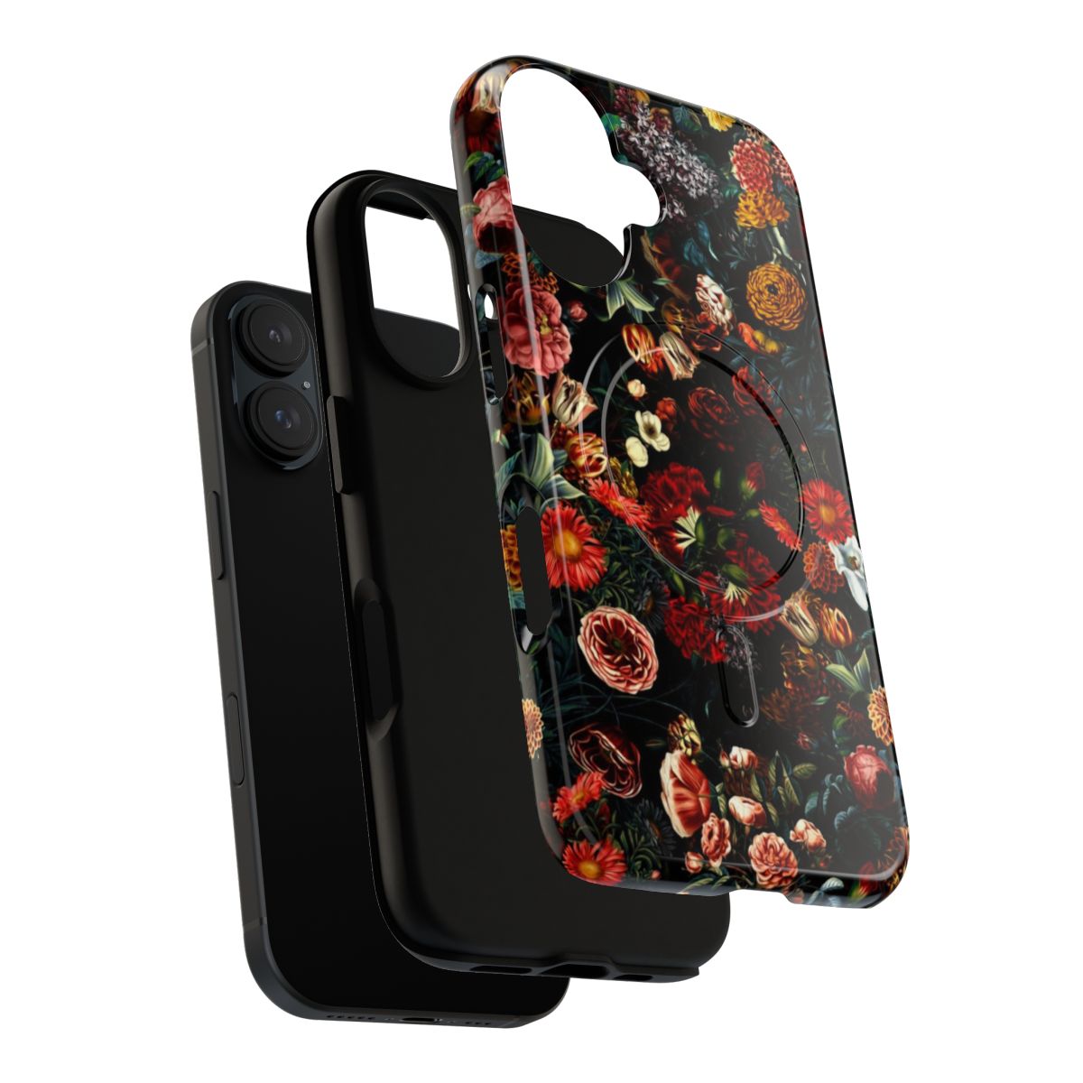 Midnight Garden Magnetic Tough Phone Case featuring a vintage floral and botanical garden design - Layers