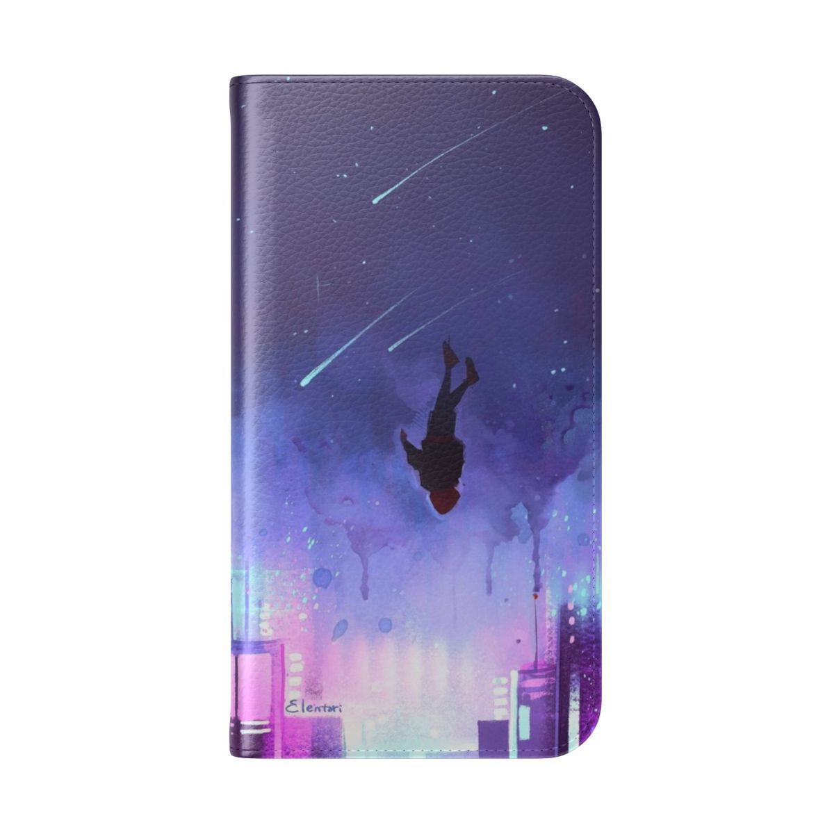 Spiderverse-inspired flip cover phone case with comic book design - Folded Back