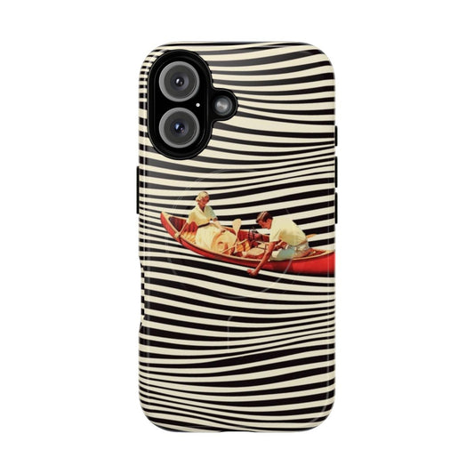 Surreal phone case with optical illusion and retro collage design