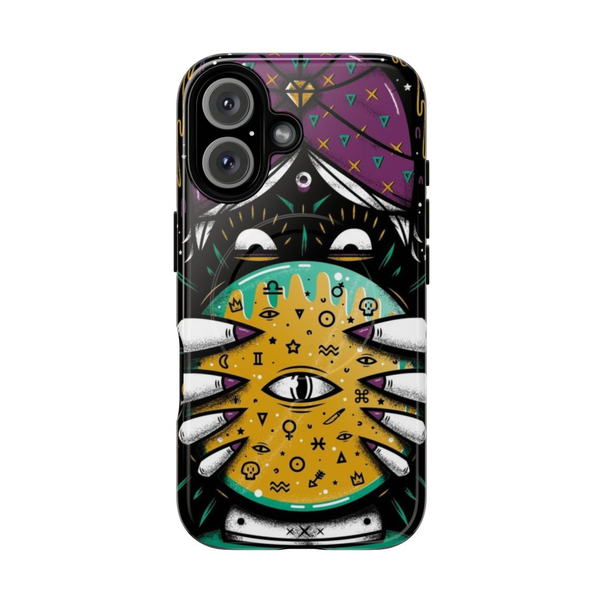 Mystical fortune teller-themed phone case with crystal ball design