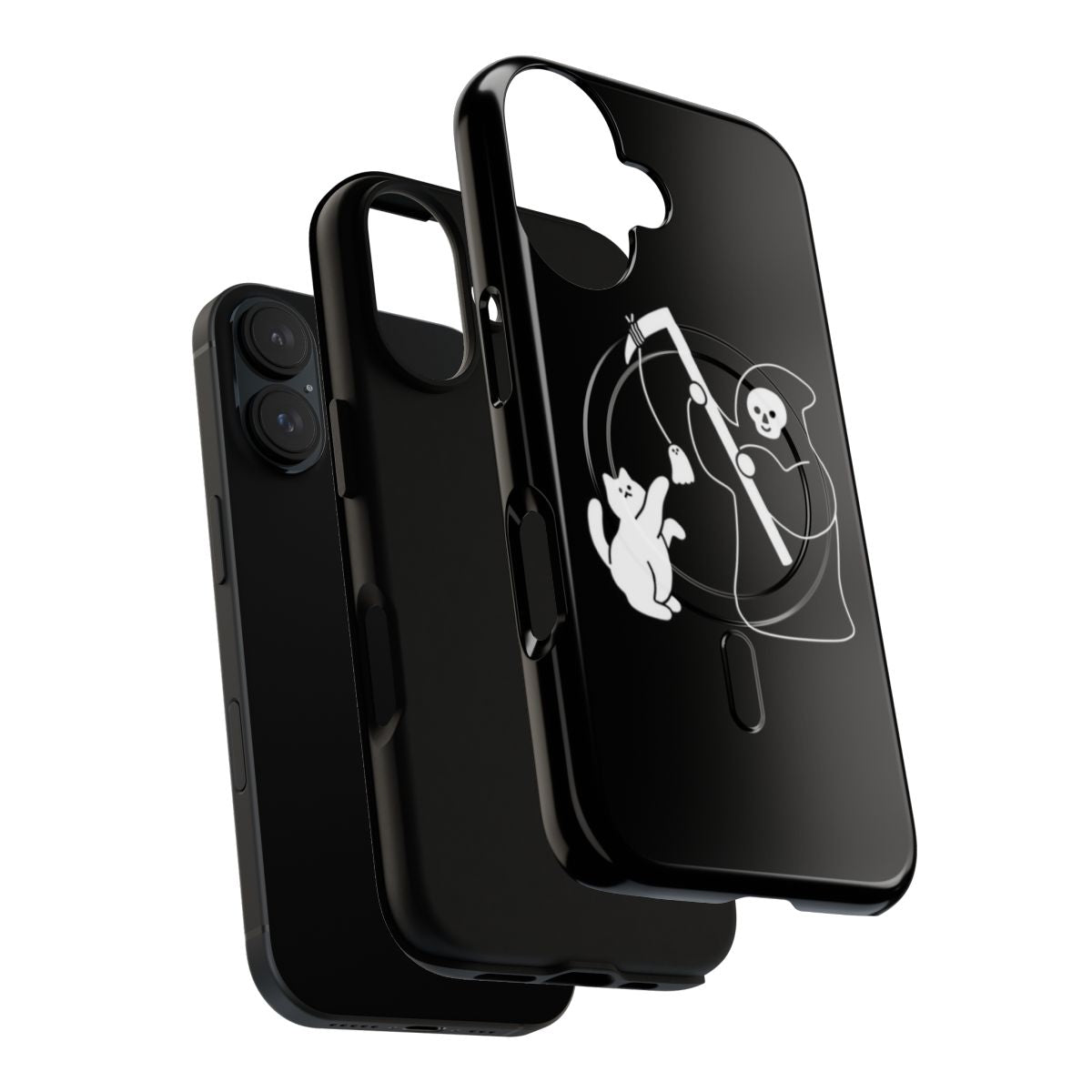 Magnetic tough phone case featuring a ghostly cat design - Layers