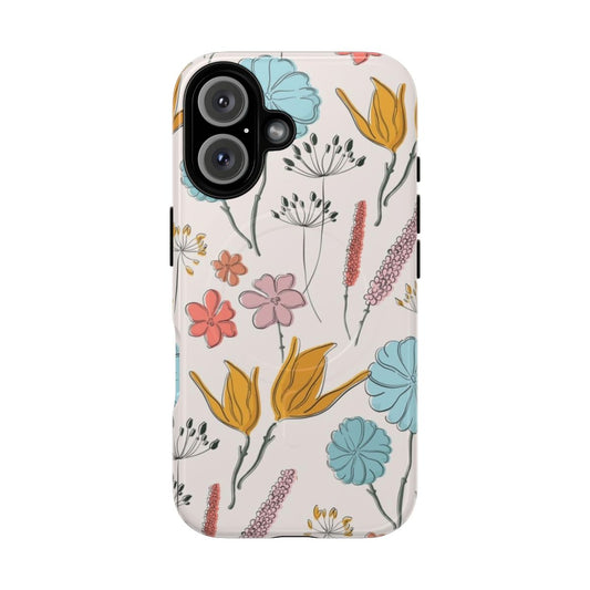 Close-up of a colorful summer flower print phone case.