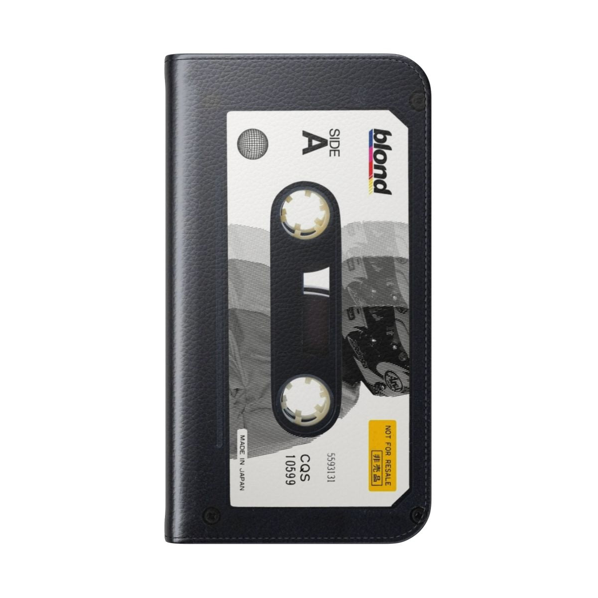 Vintage-style flip cover phone case featuring a retro cassette tape design inspired by Frank Ocean's album "Blonde" - Folded Back