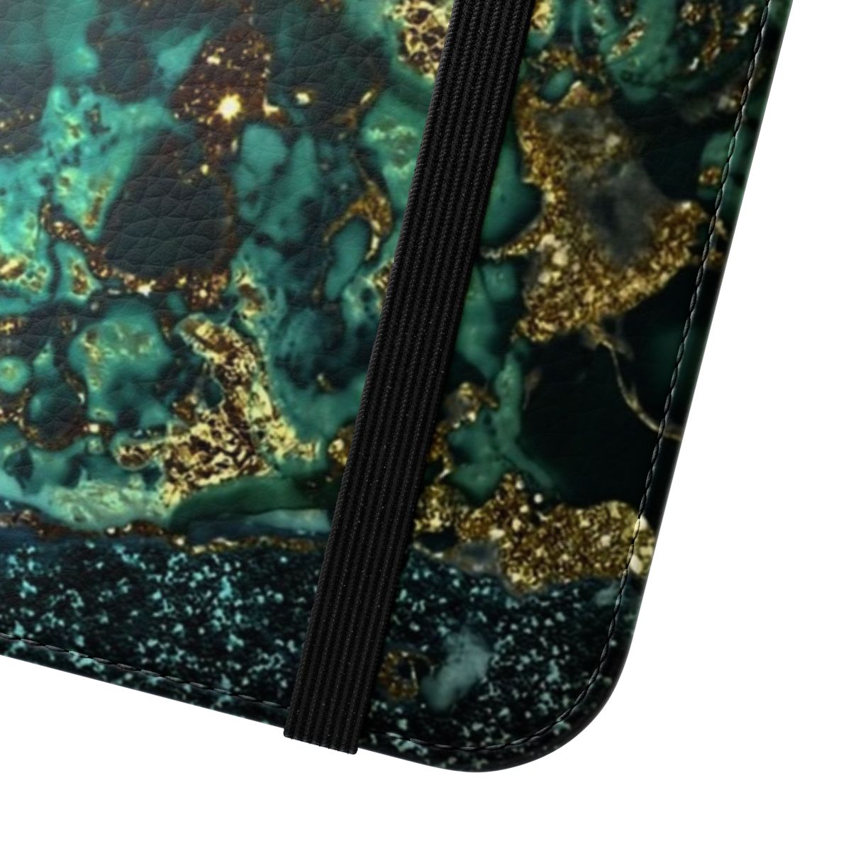 Faux malachite marble pattern phone case in gold, indigo, and trendy colors - Close Up