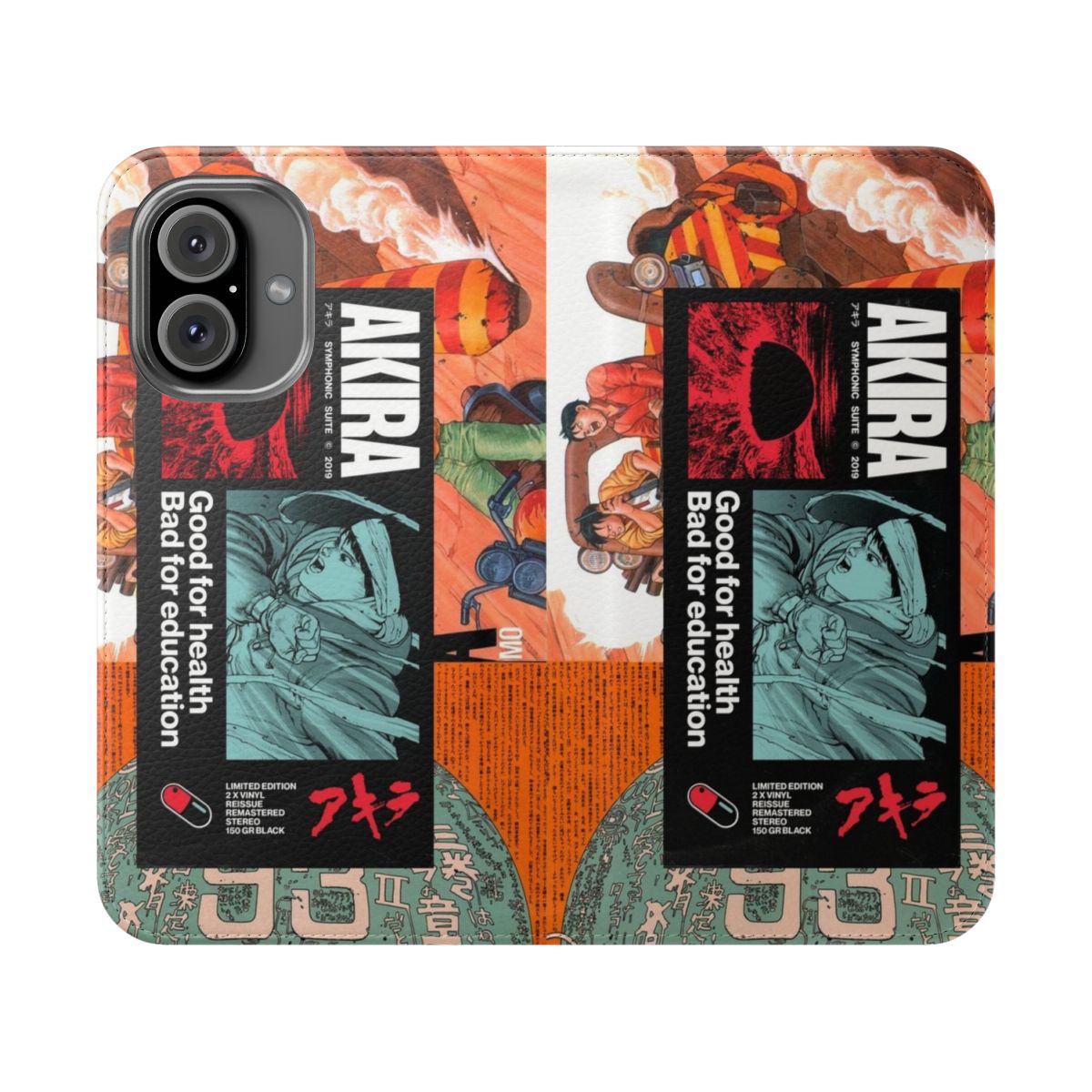 Anime flip phone case with Akira manga-inspired design