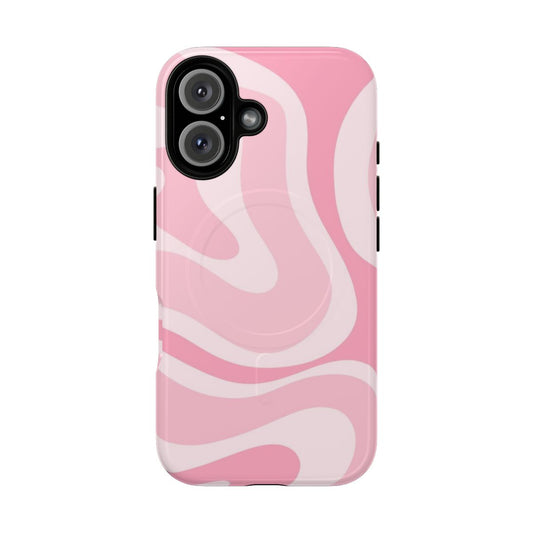 Pastel pink abstract retro swirl pattern on a magnetic tough phone case