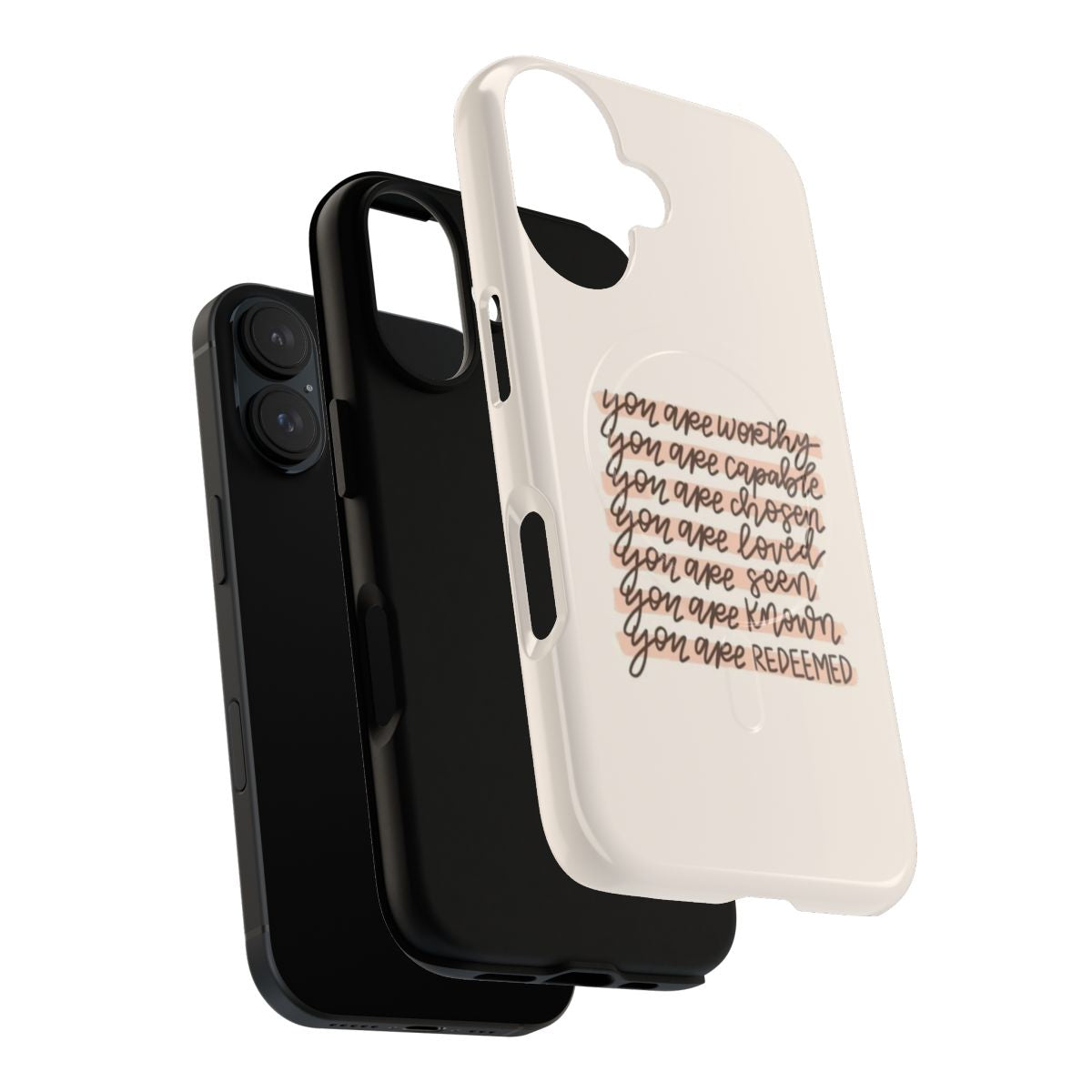 Inspirational magnetic tough phone case with empowering Christian and motivational design - Layers