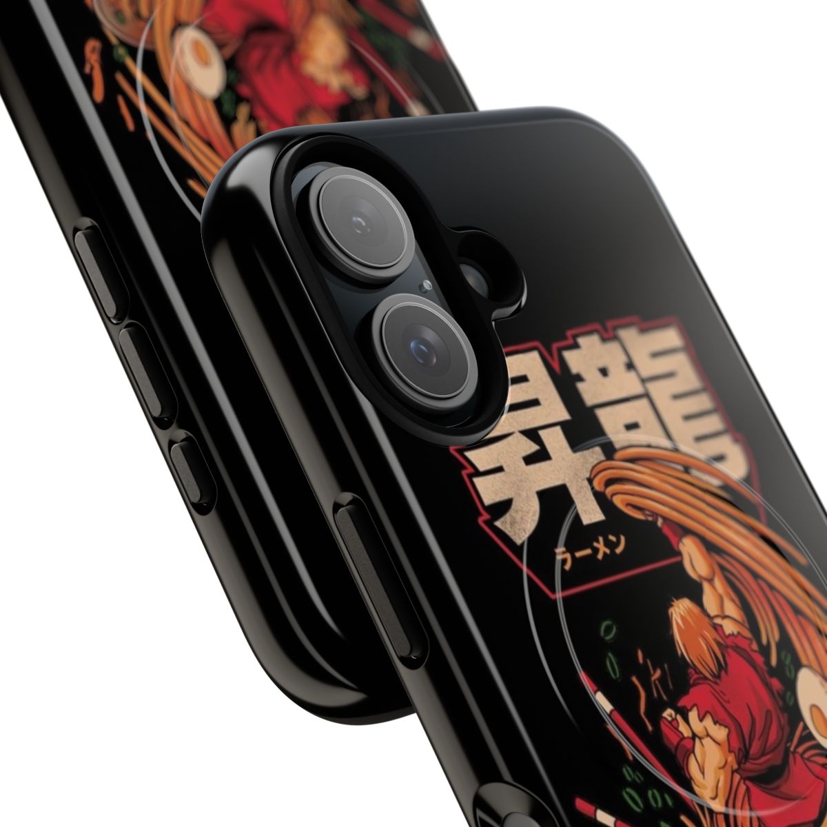 Street Fighter and ramen noodle themed magnetic phone case - Detail