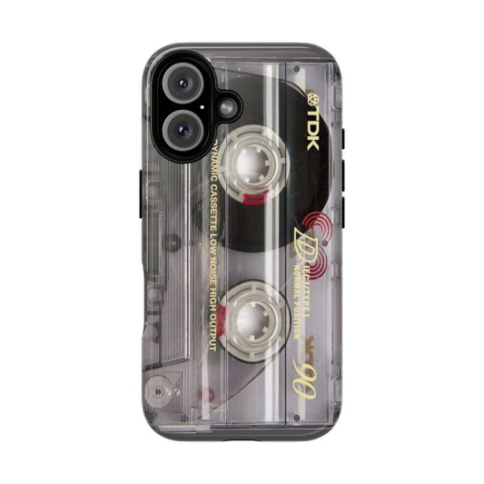 Retro vintage-style magnetic cassette tape inspired protective phone case