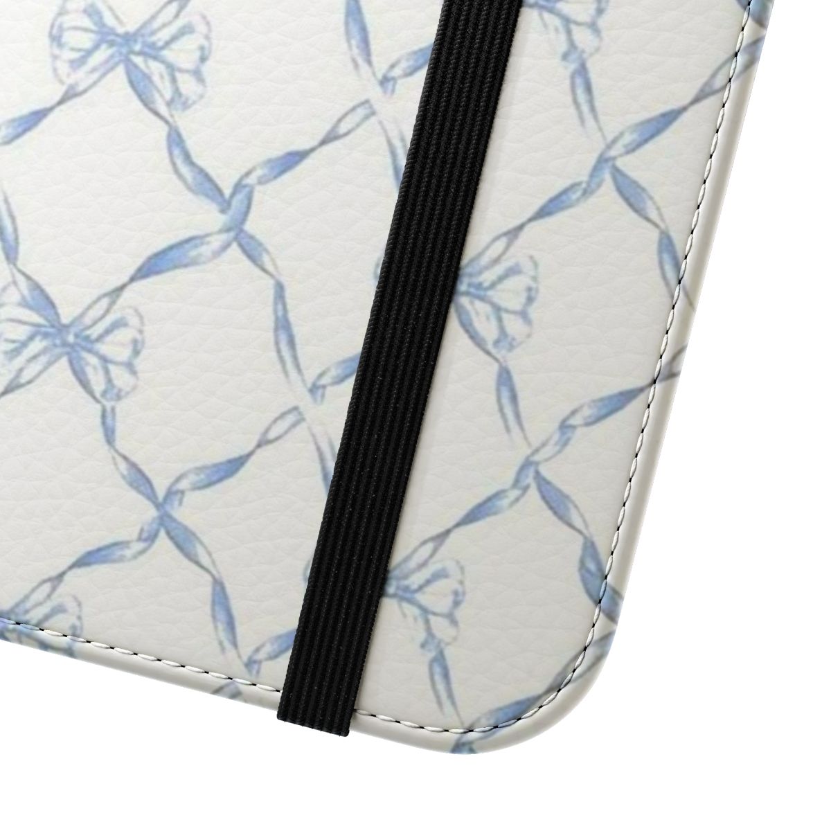 Blue ribbon bows coquette phone case in a trendy aesthetic design - Close Up