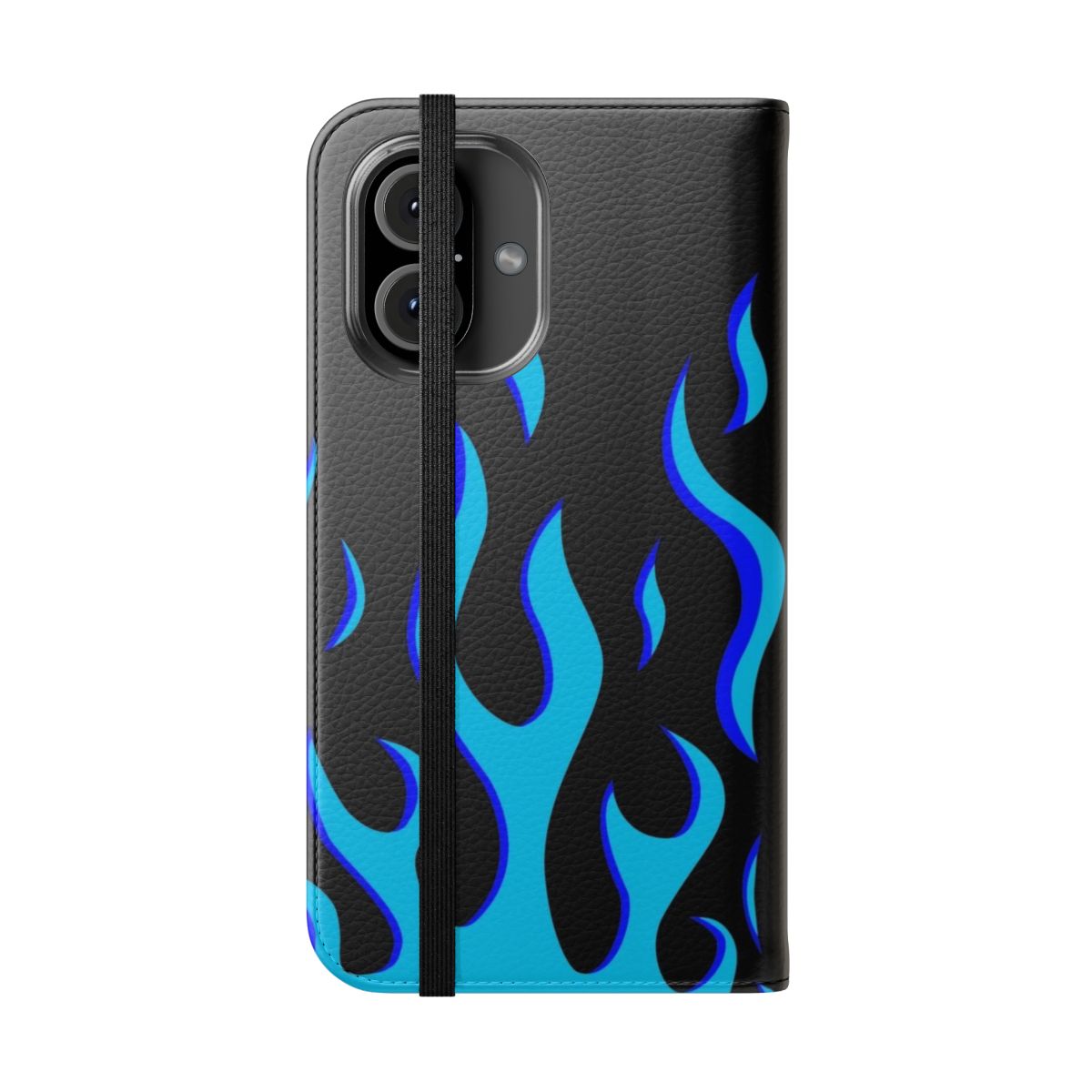 Blue flame design phone case with a sleek and trendy aesthetic - Folded Front