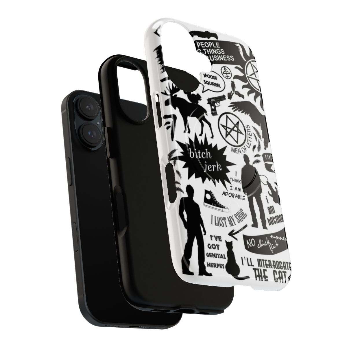 Protective phone case featuring supernatural-themed designs and symbols - Layers