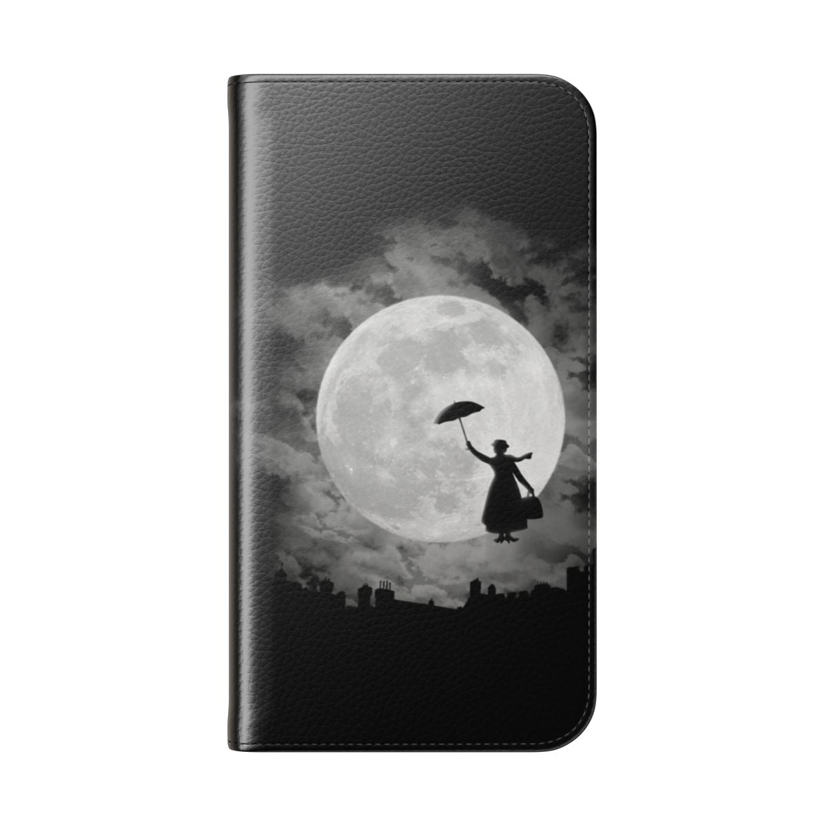 Whimsical phone case featuring the iconic umbrella and moon from the Mary Poppins story - Folded Back