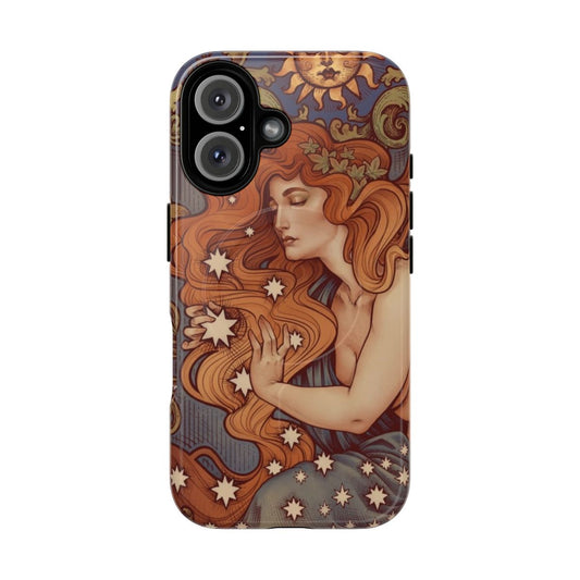 Cosmic Lover colorful phone case with vintage art nouveau engraving design