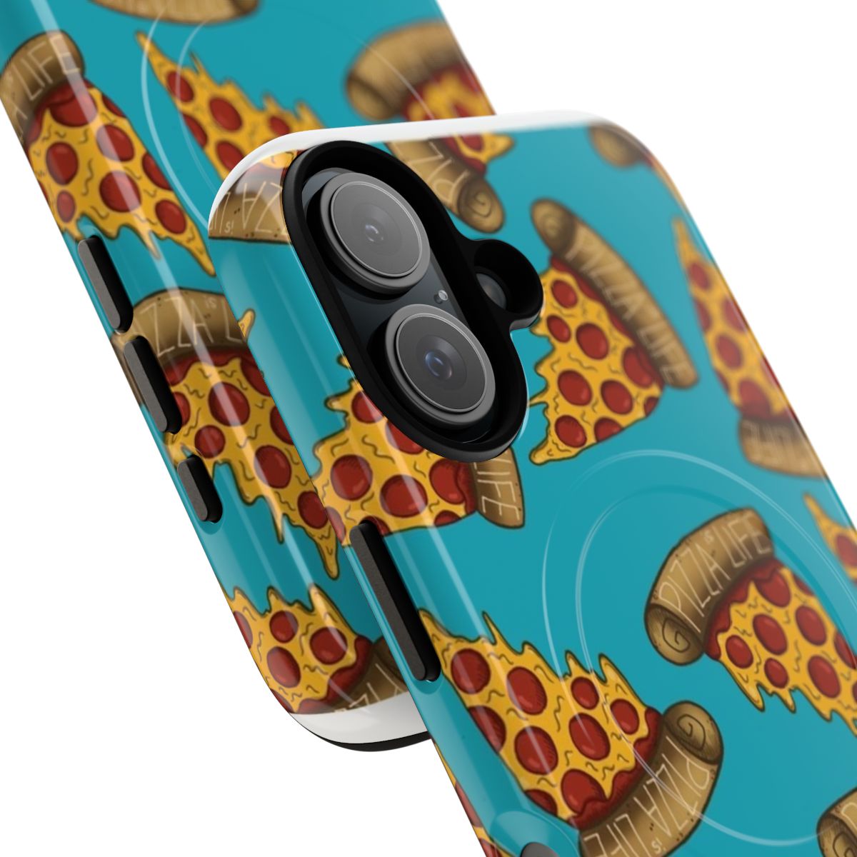 Colorful and fun pizza-themed phone case with a playful pepperoni pattern - Detail