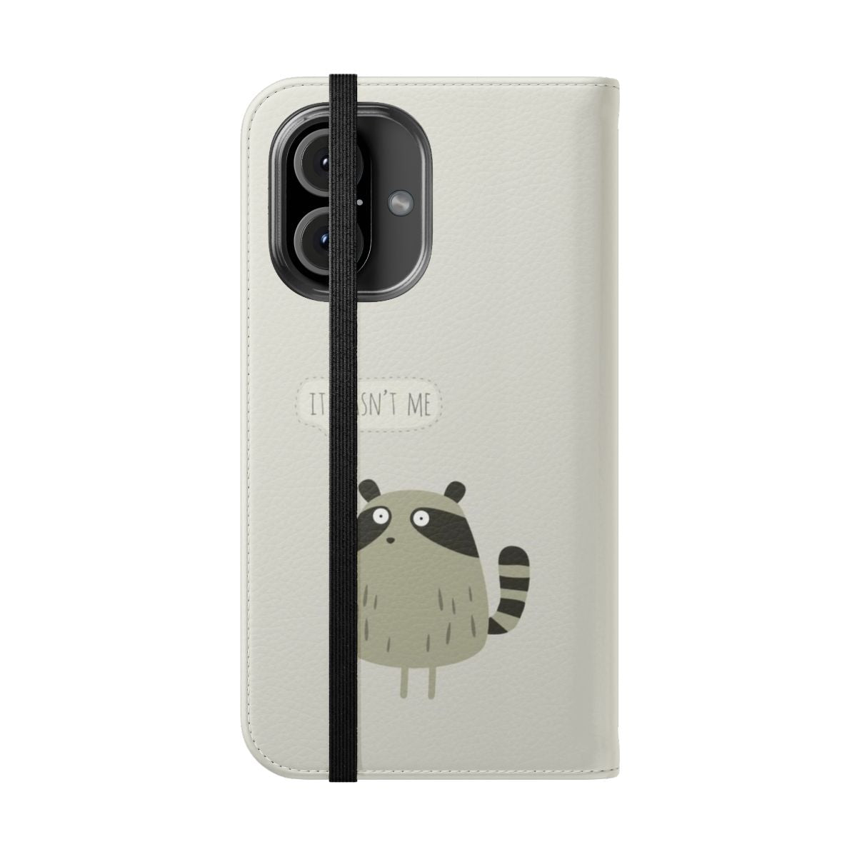 Colorful raccoon-themed phone case with a playful, artistic design - Folded Front