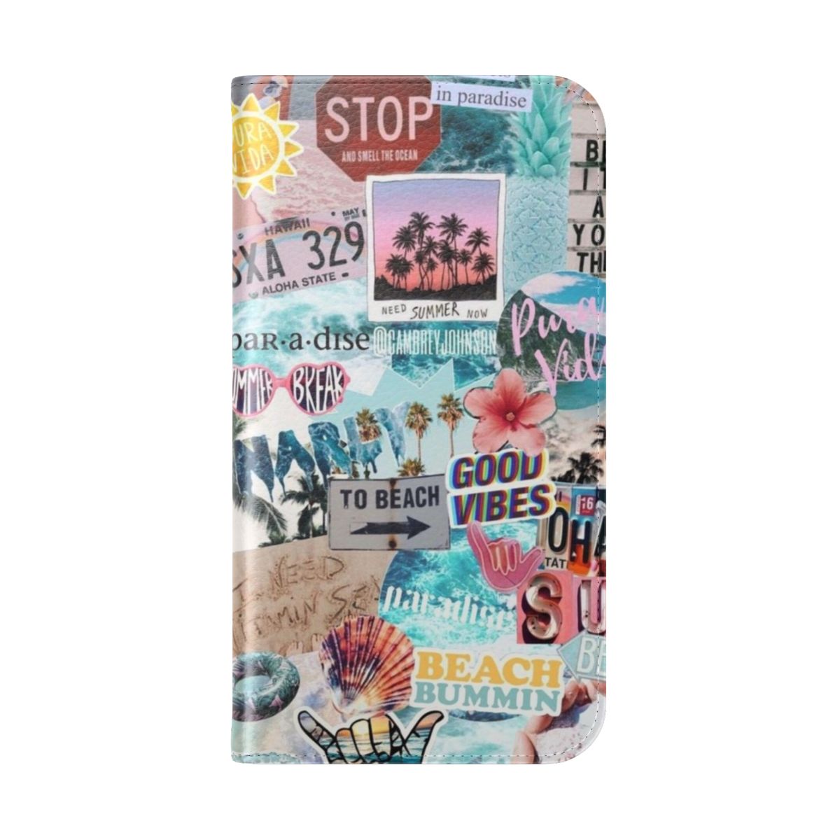 Colorful summer collage design on a flip phone case - Folded Back