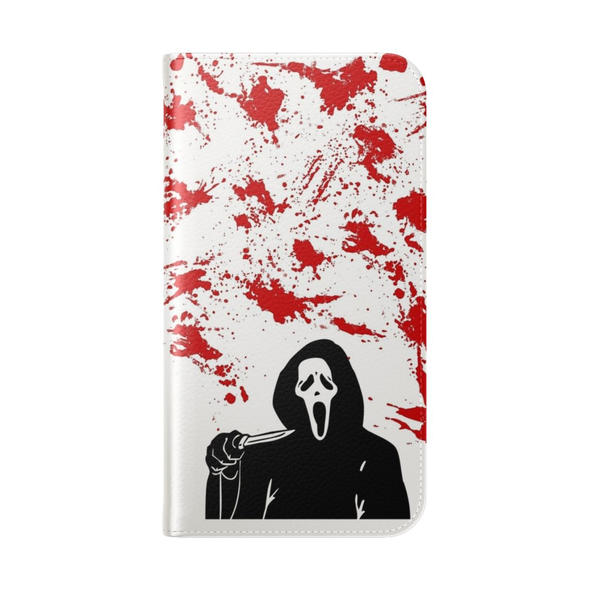 Scream-inspired flip cover phone case with horror design - Folded Back