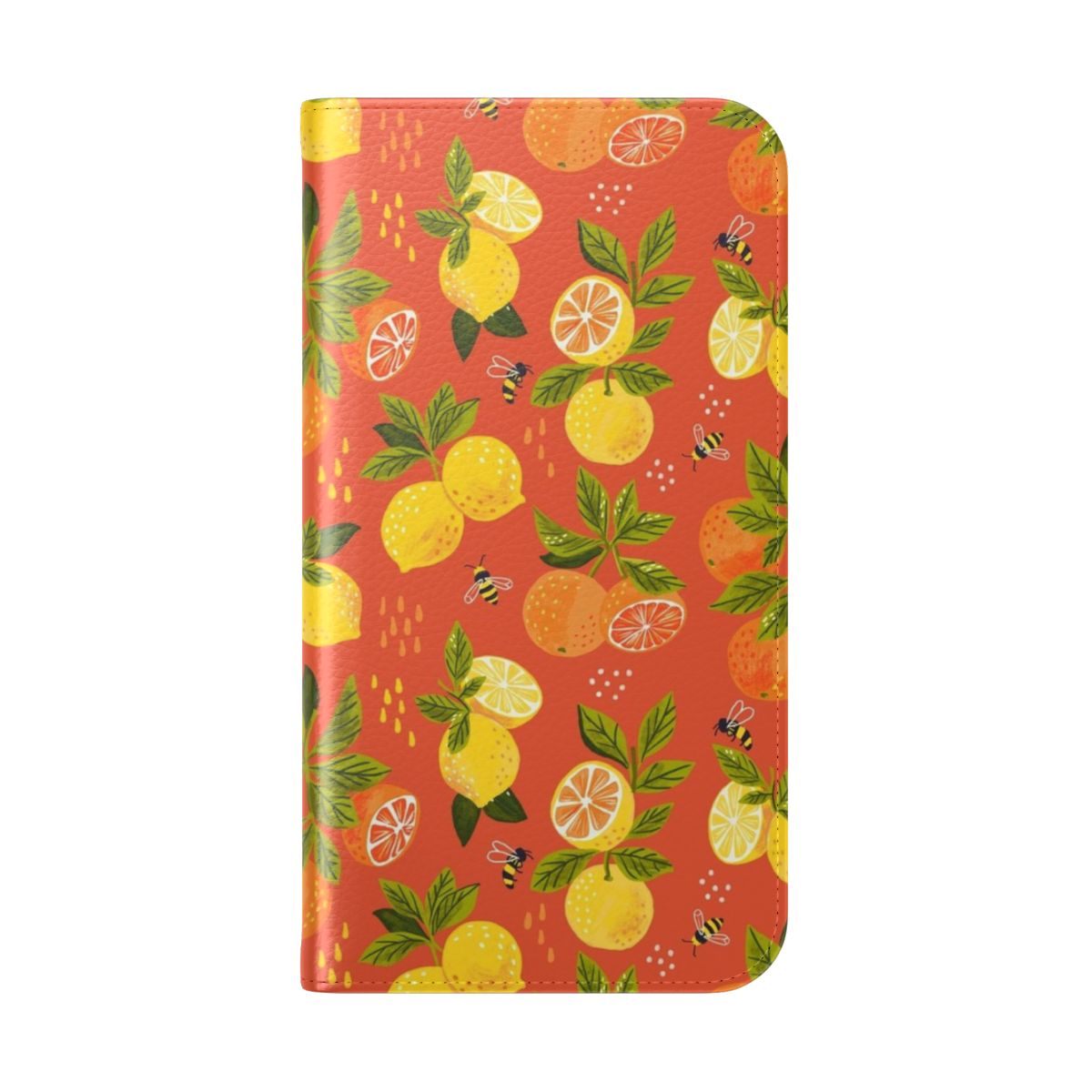 Stylish lemon and citrus print phone case - Folded Back