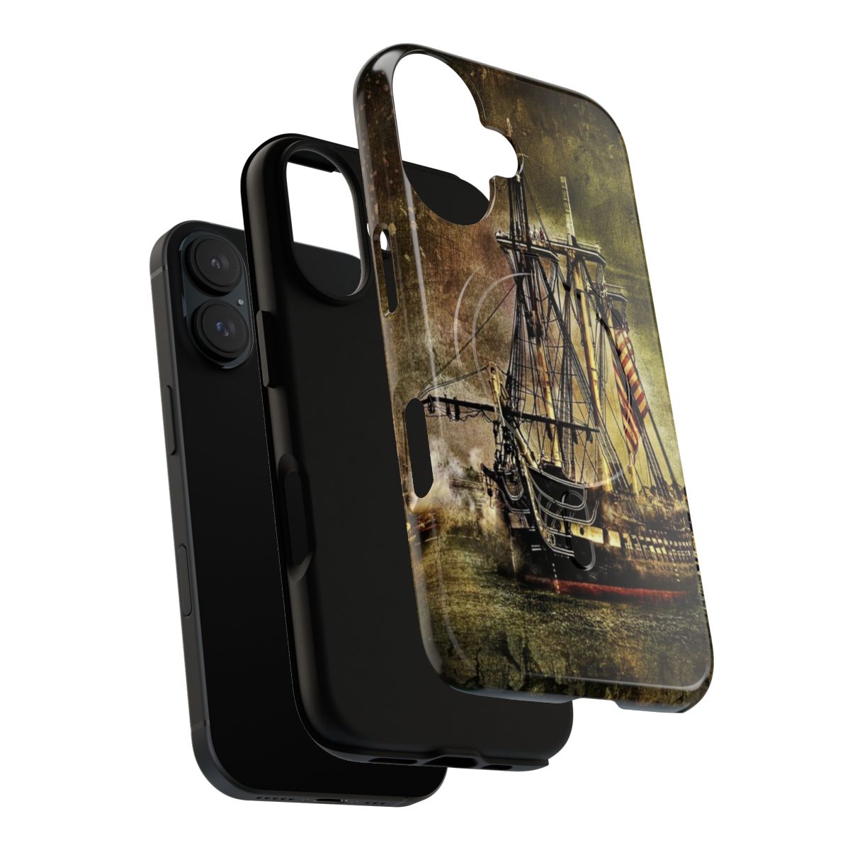 Magnetic phone case with image of the historic USS Constitution tall ship - Layers