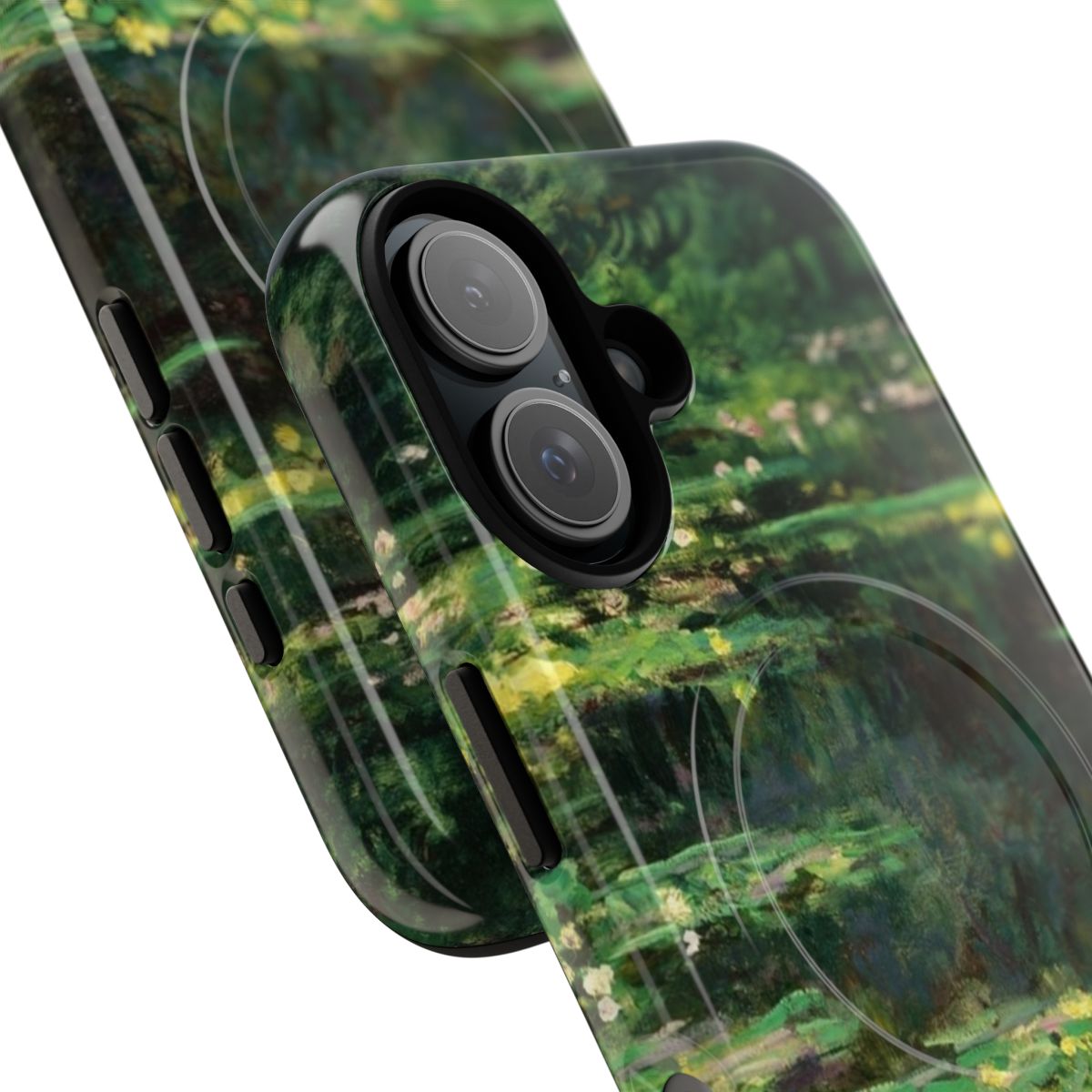 Vibrant water lilies inspired magnetic tough phone case with a classic impressionist art design - Detail