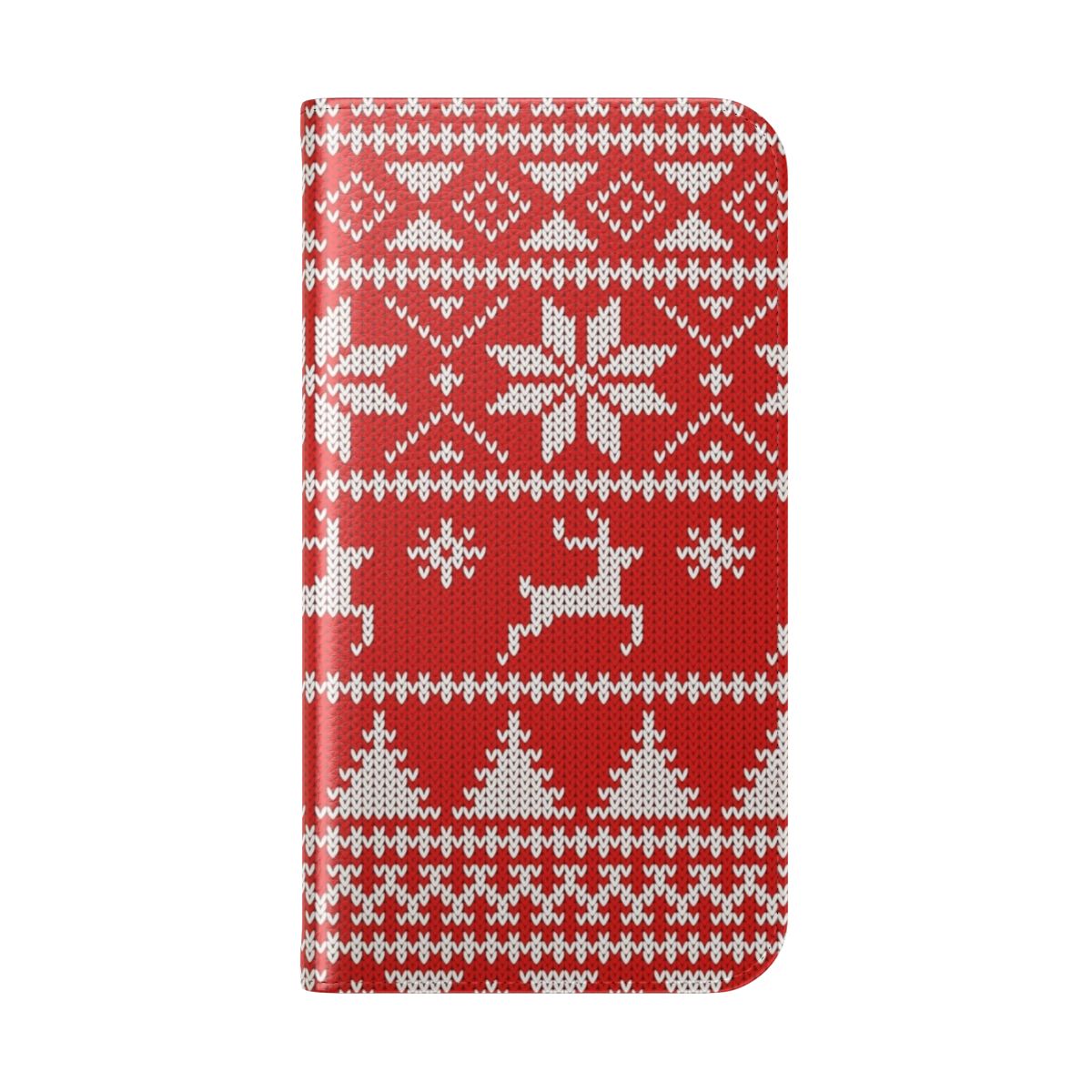 Fair Isle inspired knit pattern phone case cover in festive holiday colors - Folded Back