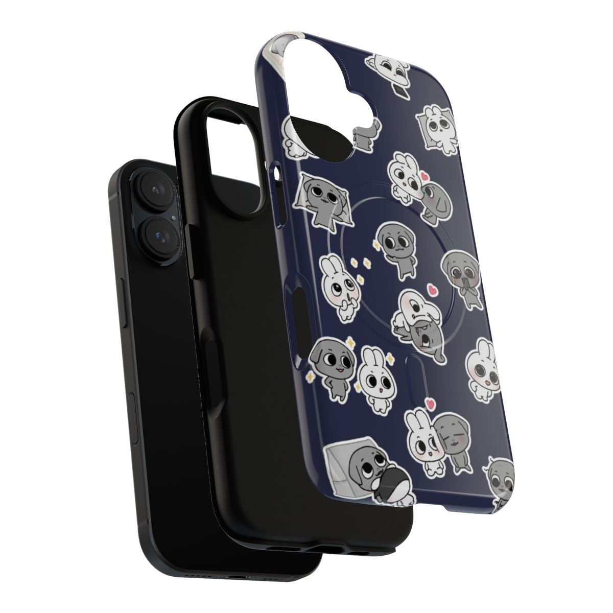 Kkamang pattern magnetic tough phone cases with cute animal designs - Layers