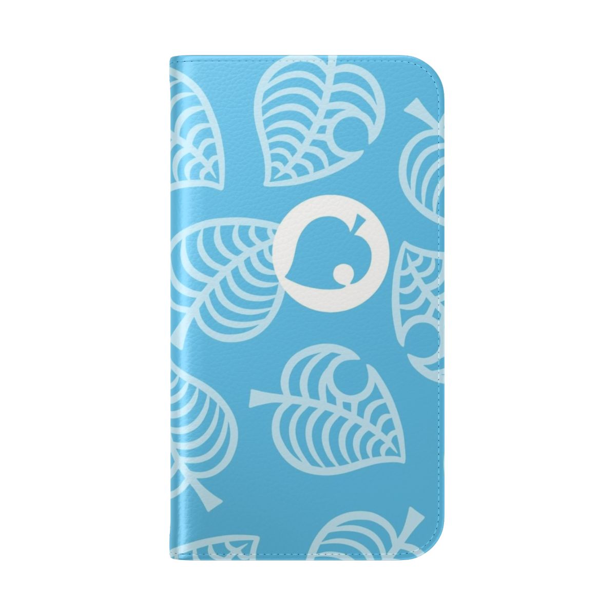 Blue flip phone case with Animal Crossing Nook design - Folded Back