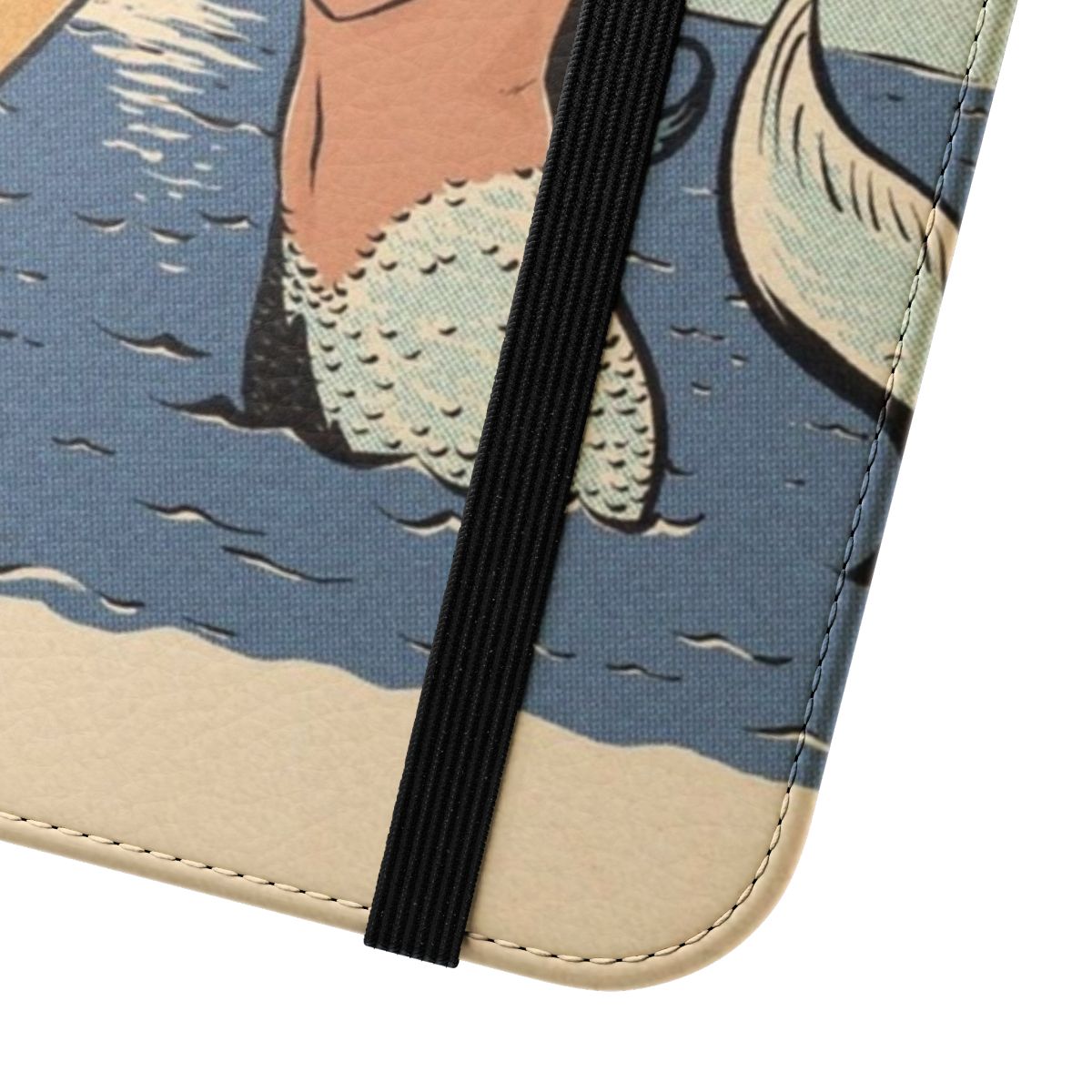 Vintage-style phone case featuring a mermaid design with sapphic art and LGBTQ pride elements. - Close Up