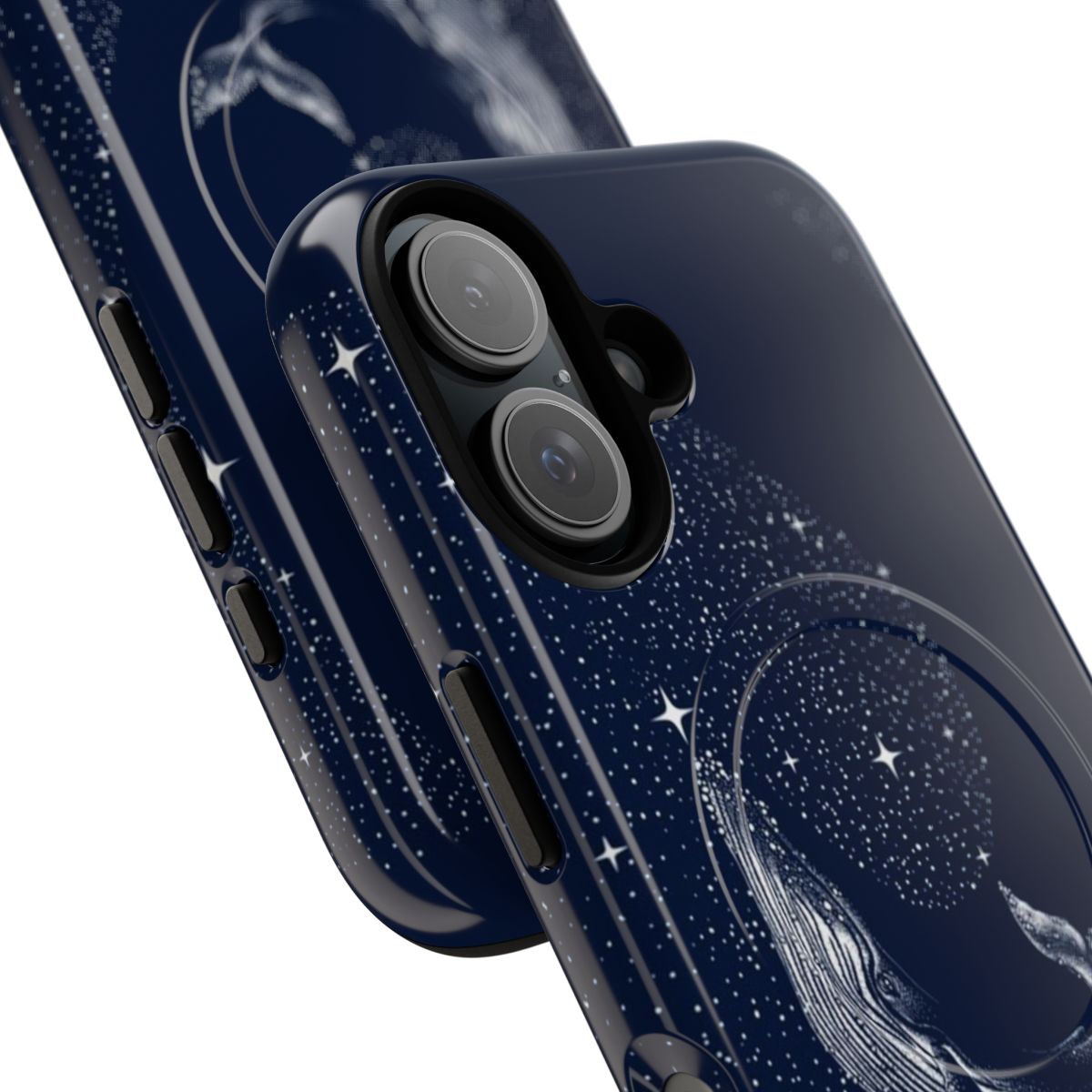 Starry whale design on a tough, protective phone case - Detail