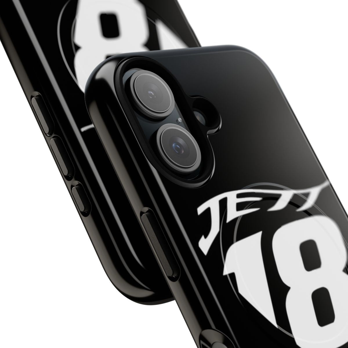 Magnetic tough phone case featuring the HD logo of motocross rider Jett Lawrence - Detail